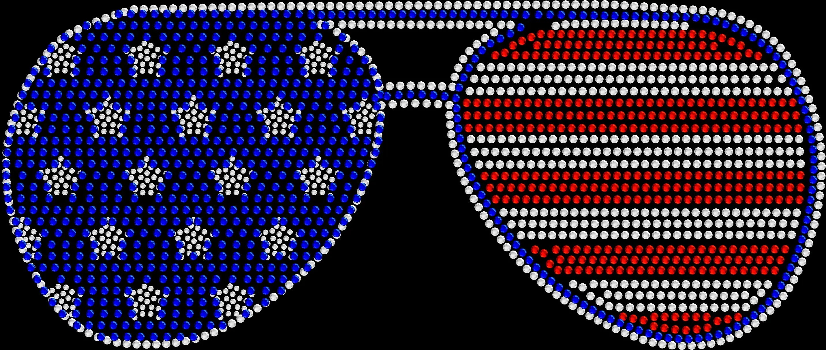 Sparkly rhinestone shirt featuring American flag sunglasses design in bold bling on a soft cotton unisex t-shirt, perfect for 4th of July, summer parties, beach trips, and patriotic celebrations.