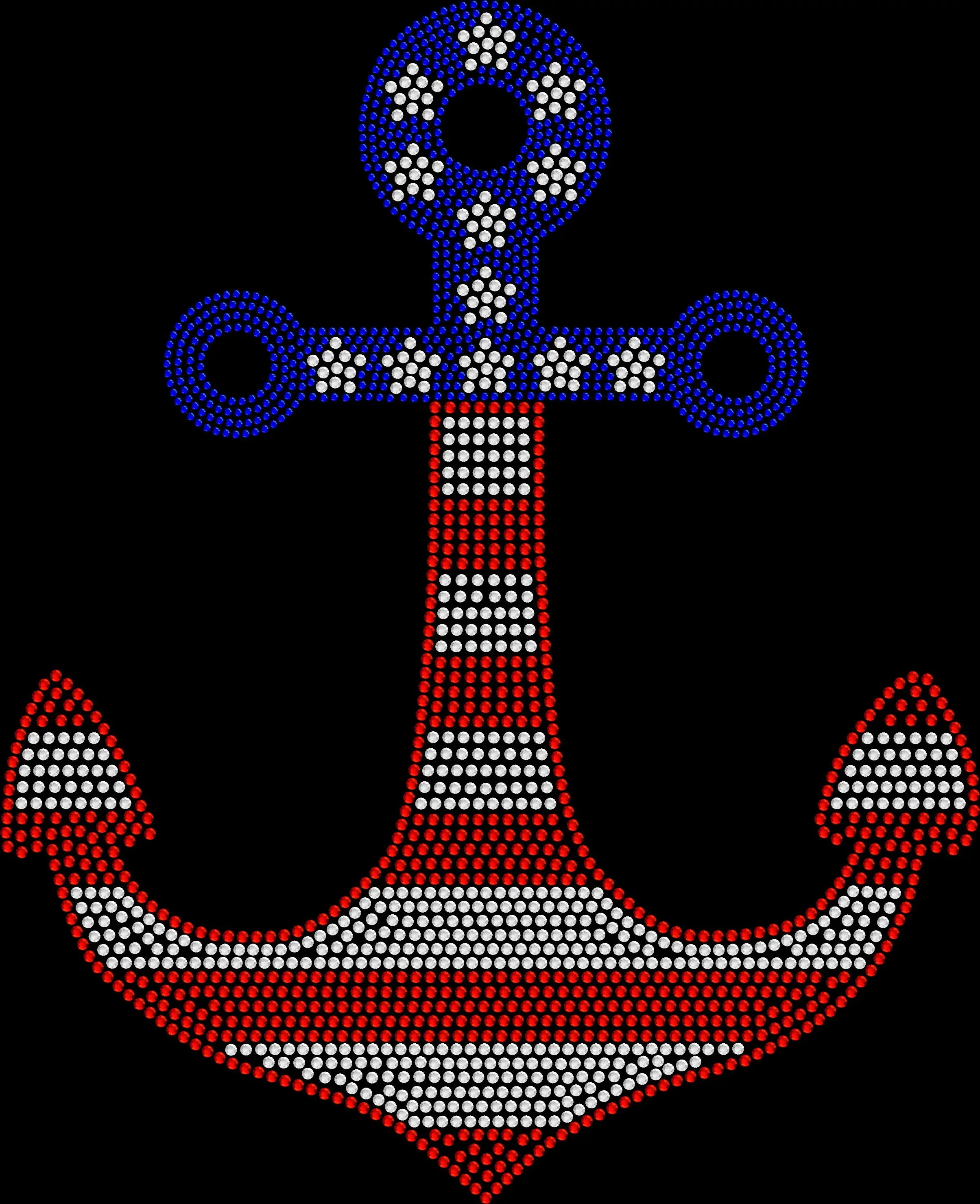Sparkling rhinestone American flag anchor shirt on a black t-shirt, patriotic nautical bling tee for women with red white and blue anchor design.