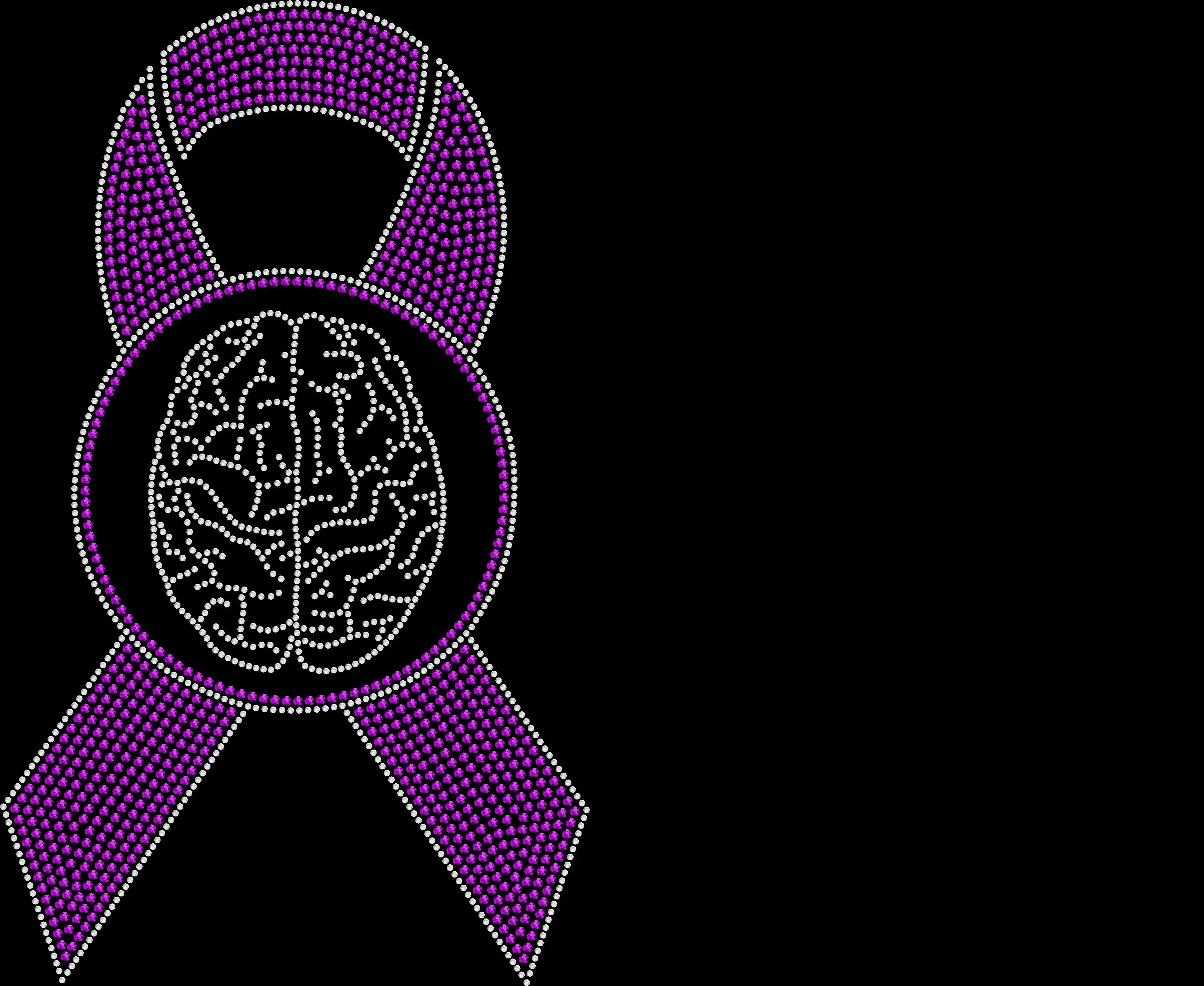 brain migraine awareness purple ribbon rhinestone shirt on black tee