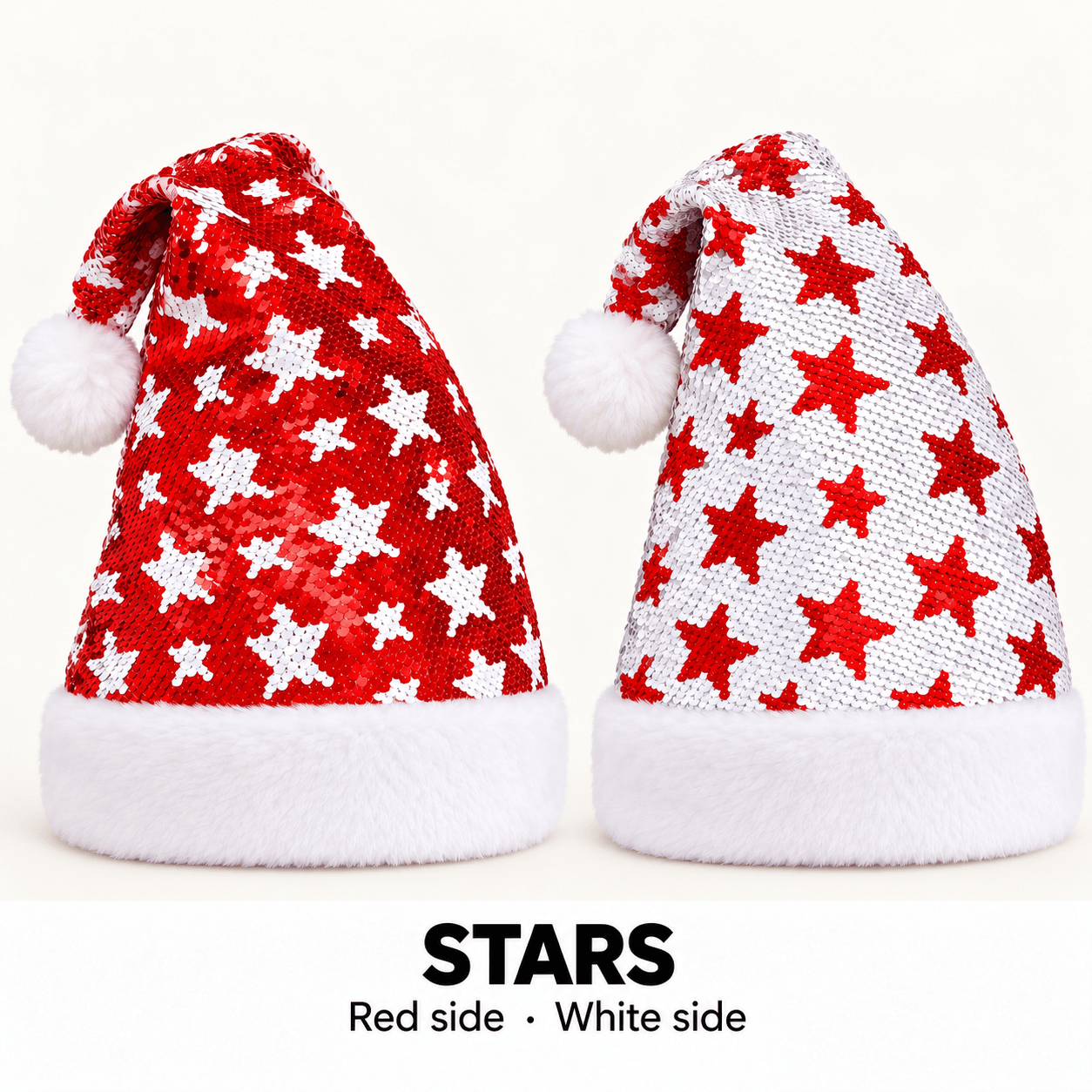 🎅🎄 Custom Rhinestone Santa Hat | Personalized Name, Choose Your Font & Rhinestone Color, Flip Sequin Christmas Hat 💎🎁✨ - 1739