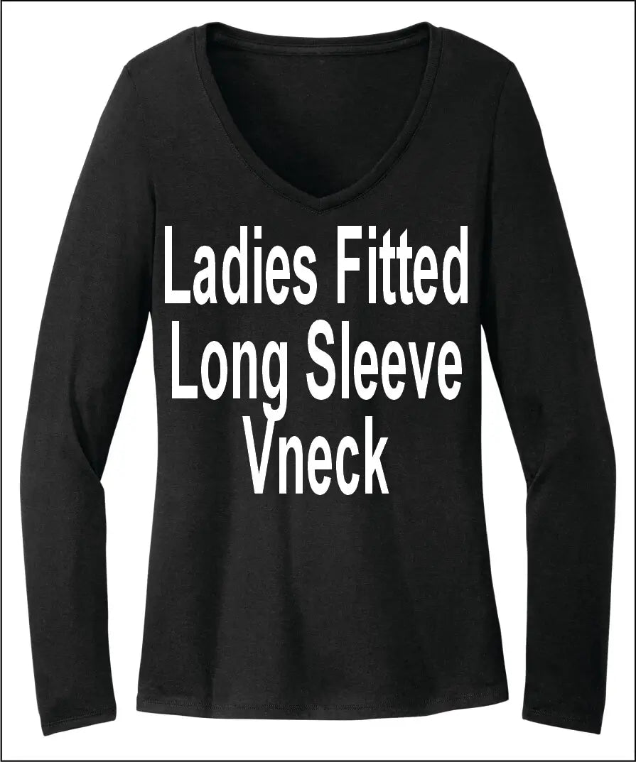 A black long-sleeve t-shirt with white text that reads 