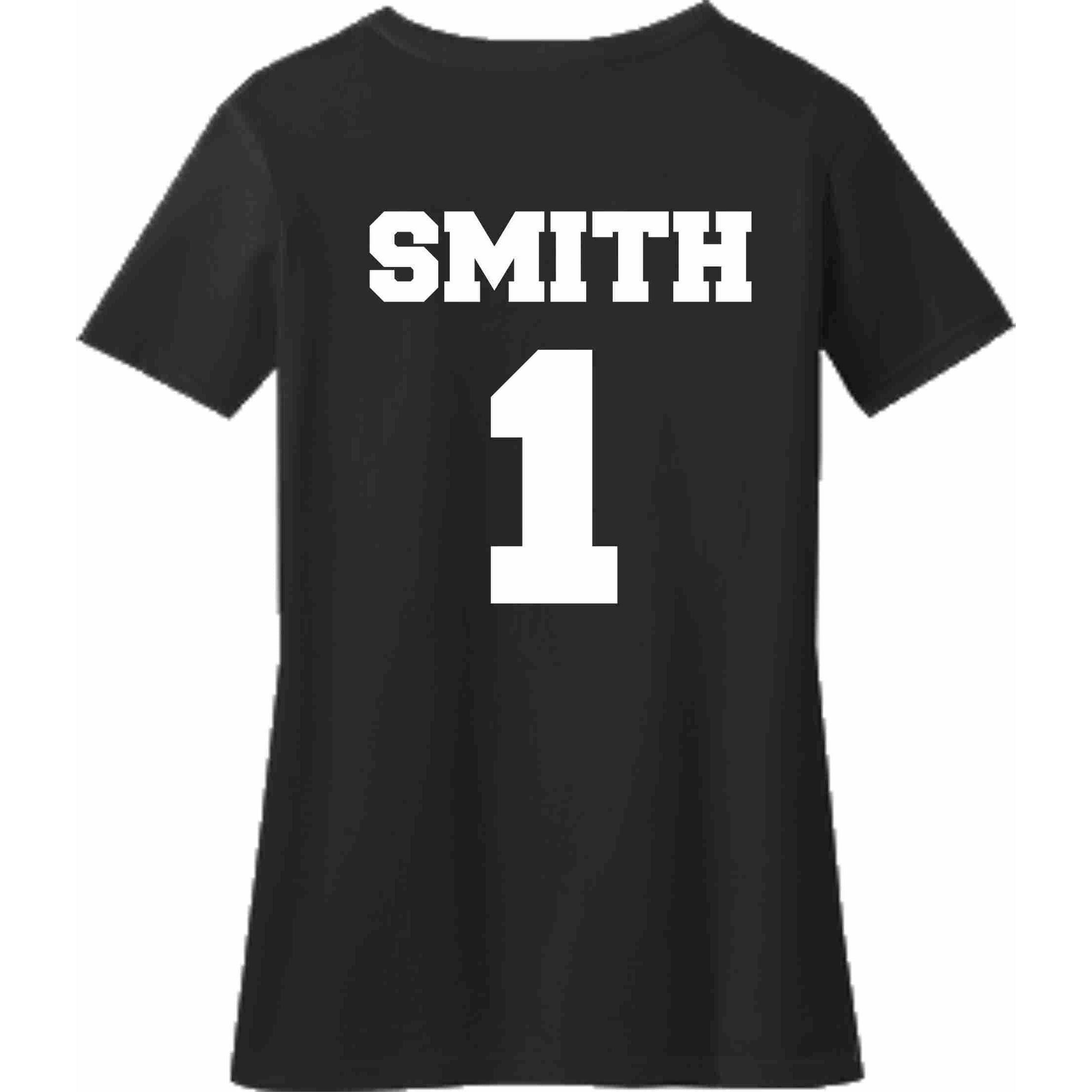 Add on- Add a name and/or number to the back of your item-Add On-Becky's Boutique-Name and One Digit Number-Beckys-Boutique.com