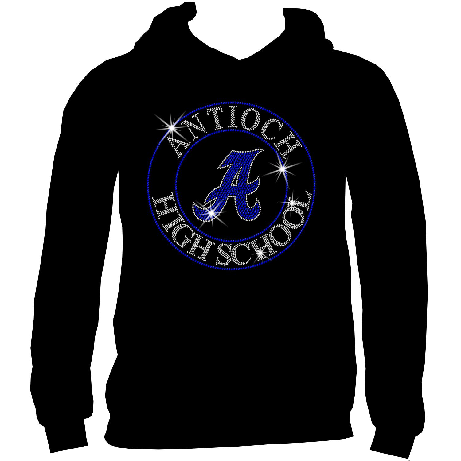 Antioch High School Holographic Spangle Sparkle Bling Shirt, tank or hoodie-LS Shirt, SS Shirt, Racerback tank and hoodie-Becky's Boutique-S-Adult Hoodie Sweatshirt-Black-Beckys-Boutique.com