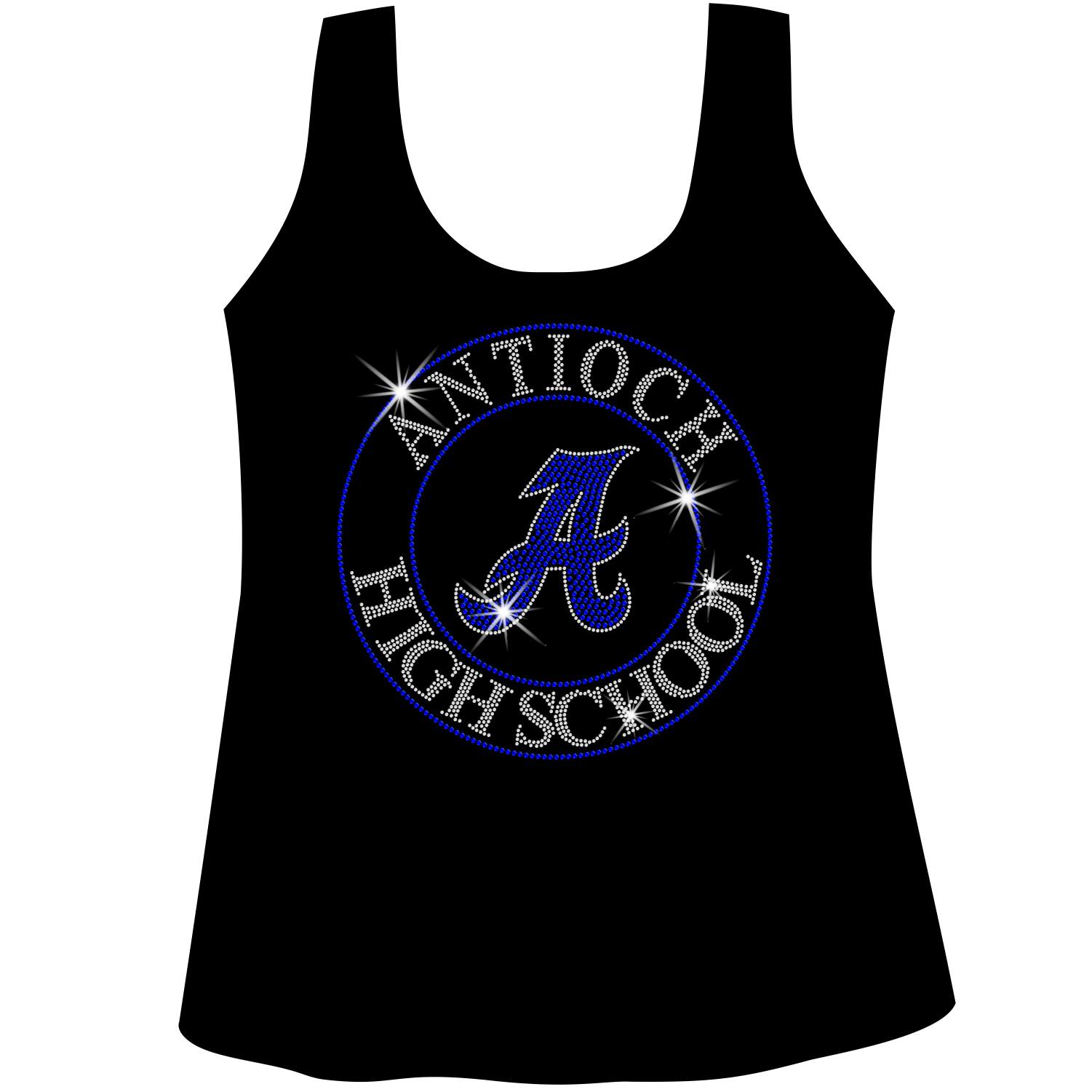 Antioch High School Holographic Spangle Sparkle Bling Shirt, tank or hoodie-LS Shirt, SS Shirt, Racerback tank and hoodie-Becky's Boutique-XS-Racerback Tank-Black-Beckys-Boutique.com
