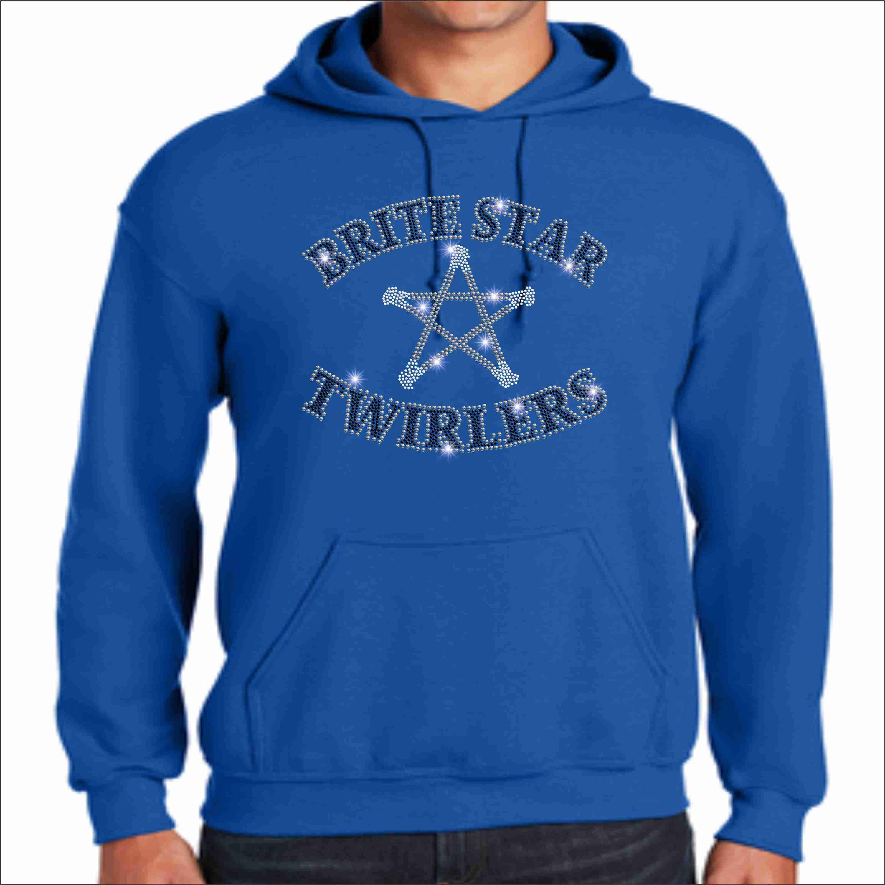 Brite Star Twirlers- Adult Bling Hoodie Hoodie Beckys-Boutique.com Small Blue 
