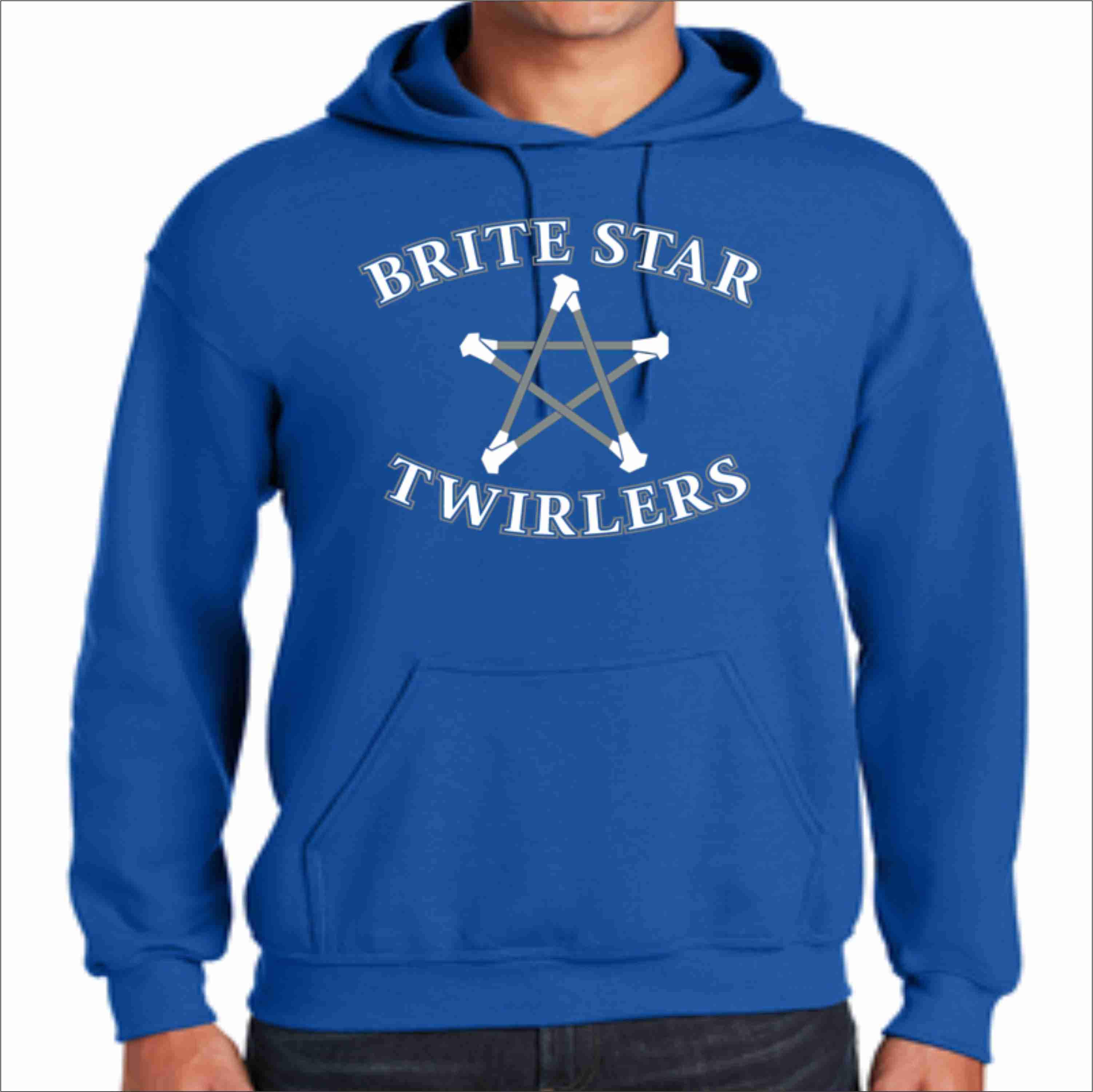 Brite Star Twirlers- Adult Screen Printed Hoodie Hoodie Beckys-Boutique.com Small Blue 
