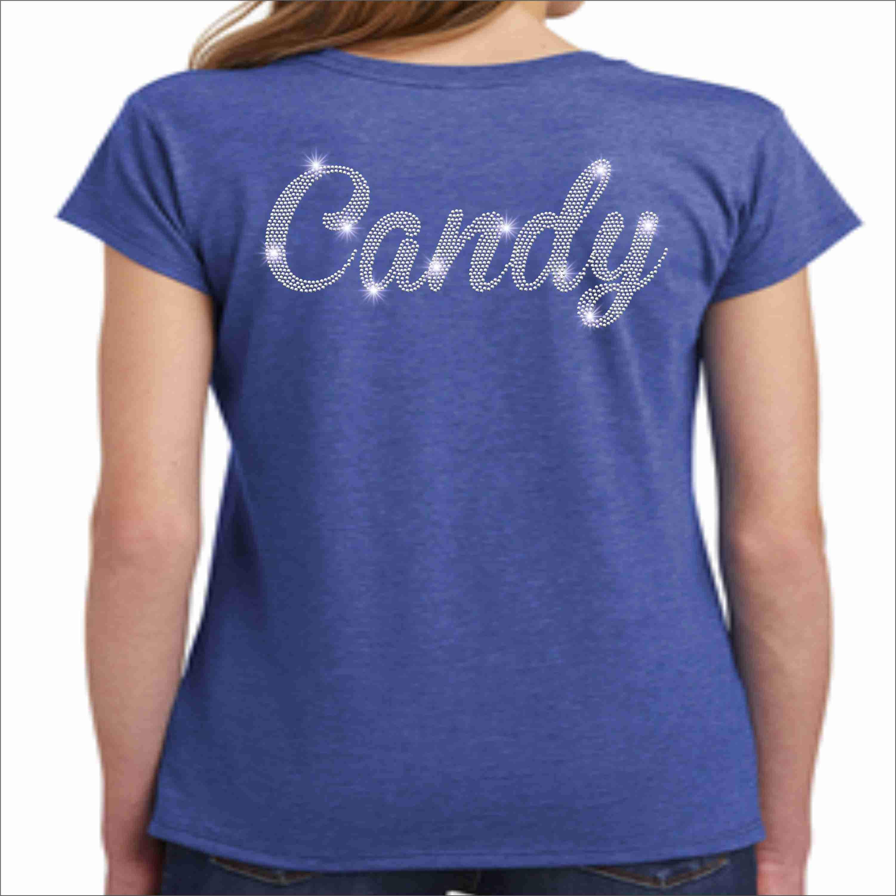 Brite Star Twirlers- Ladies Short Sleeve V-Neck Bling-Ladies Short Sleeve V-neck-Becky's Boutique-Small-Blue-Beckys-Boutique.com