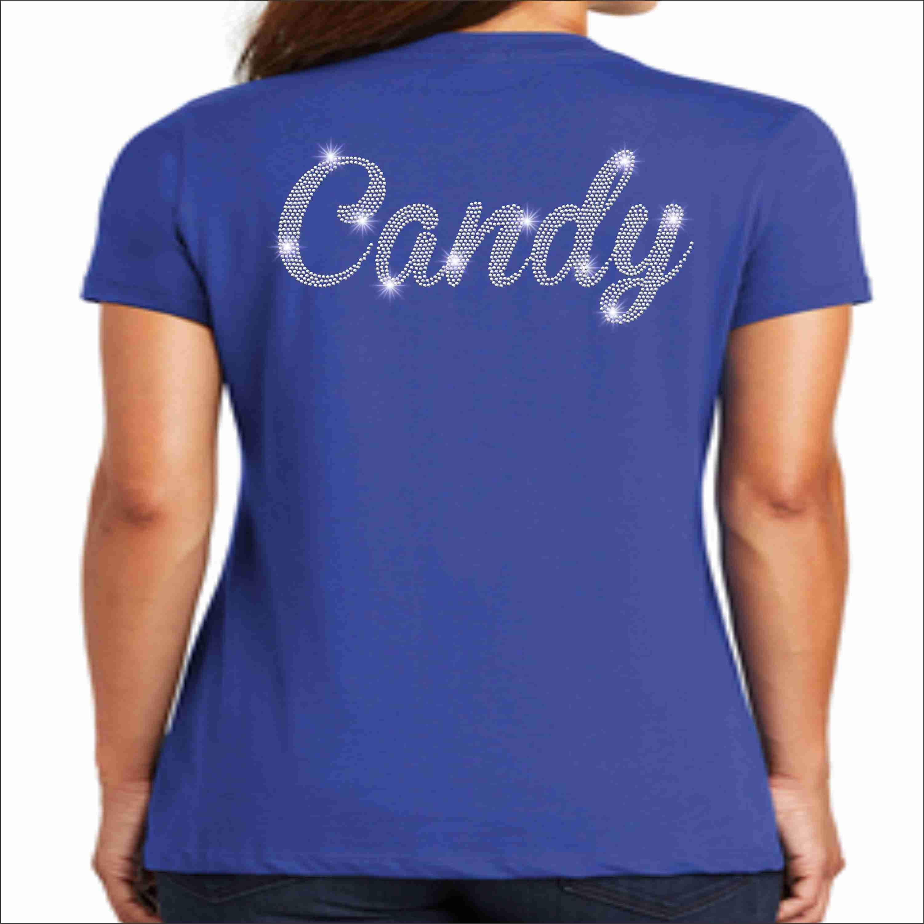 Brite Star Twirlers- Womens Long Sleeve V-Neck Bling-Ladies Long Sleeve V-neck-Becky's Boutique-Small-Blue-Beckys-Boutique.com