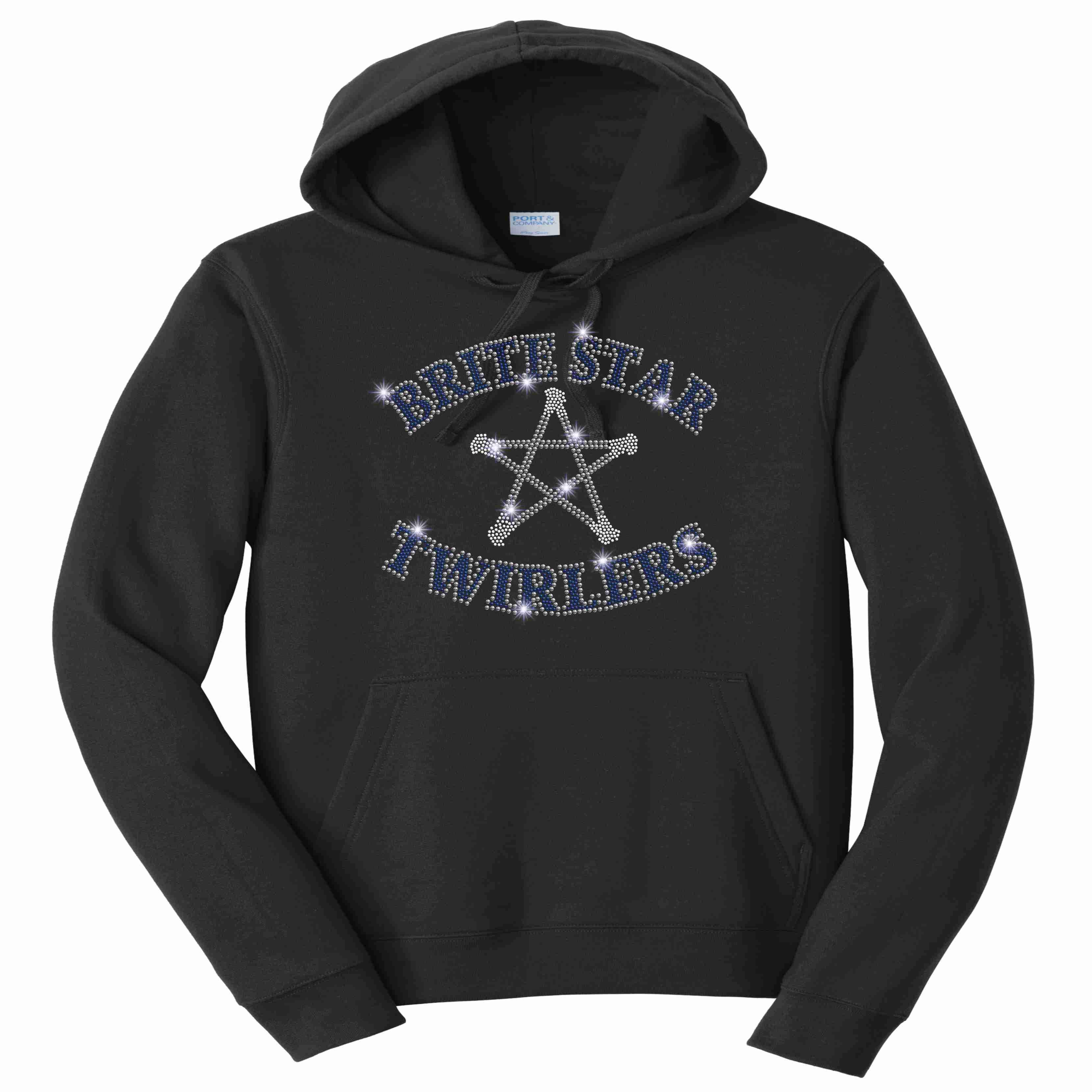 Brite Star Twirlers- Youth Hoodie Bling-Youth Hoodie-Becky`s Boutique-Small-Black-Beckys-Boutique.com