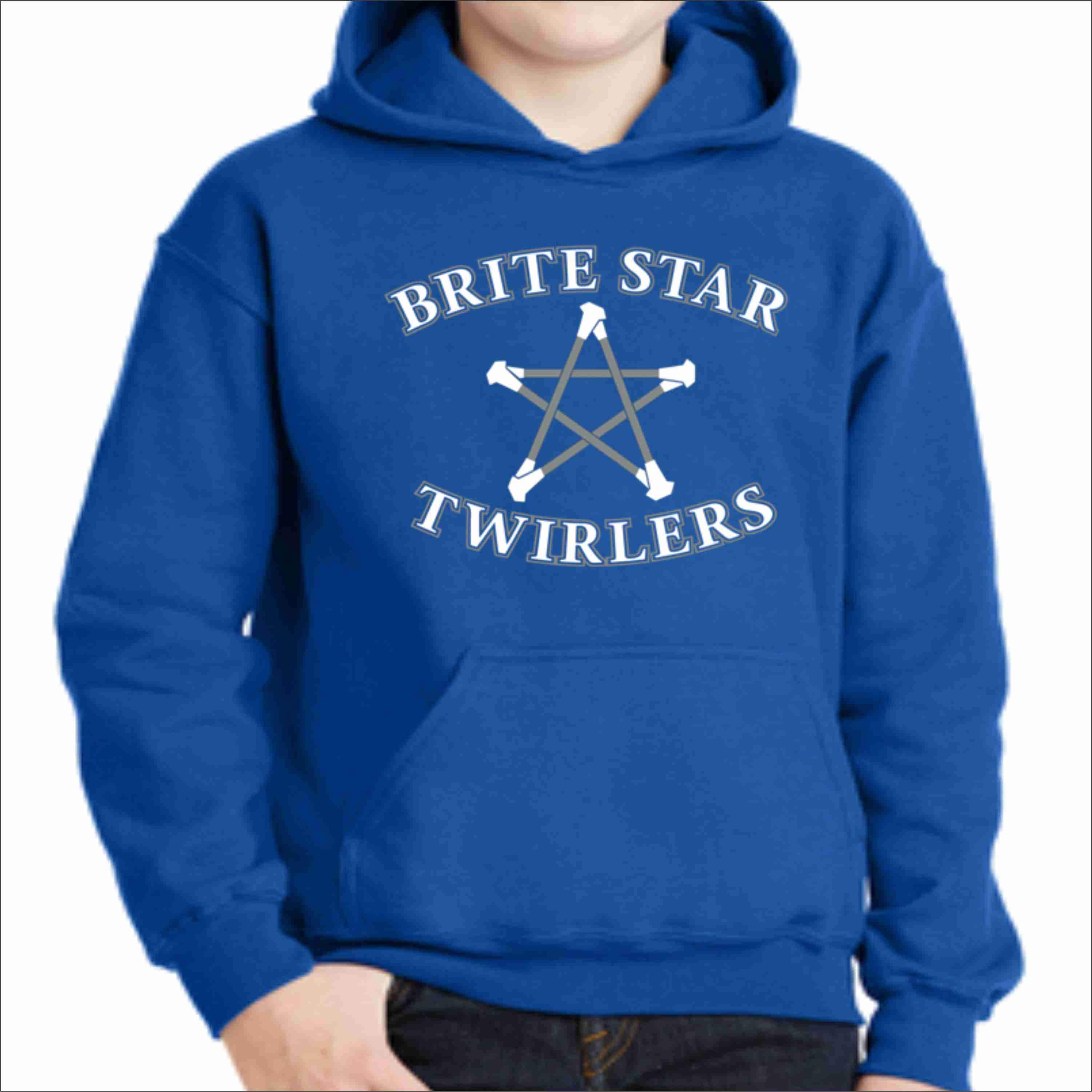 Brite Star Twirlers- Youth Hoodie Screen Printed-Youth Hoodie-Becky`s Boutique-Small-Blue-Beckys-Boutique.com