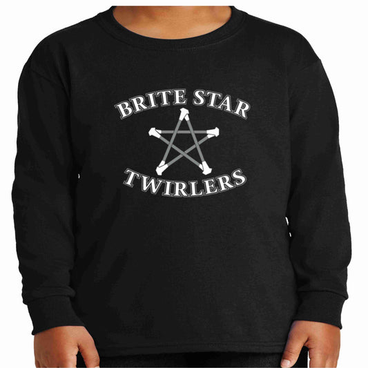 Brite Star Twirlers- Youth Short Long Sleeve Crew Neck Screen Print Long Sleeve Crew Neck Beckys-Boutique.com Small Black