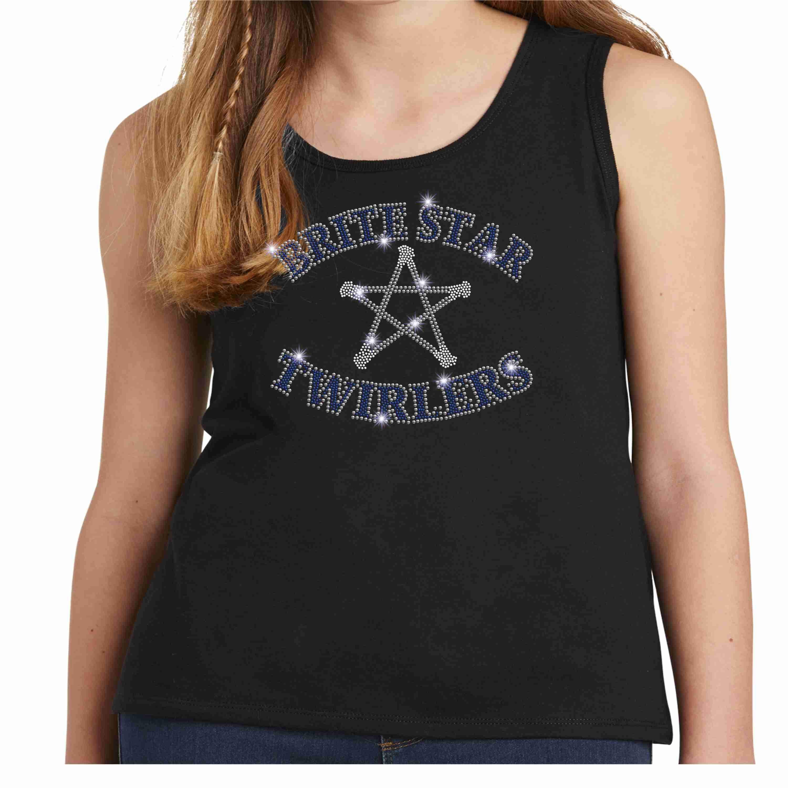 Brite Star Twirlers- Youth Tank Youth Tank Beckys-Boutique.com Girls XS Black 
