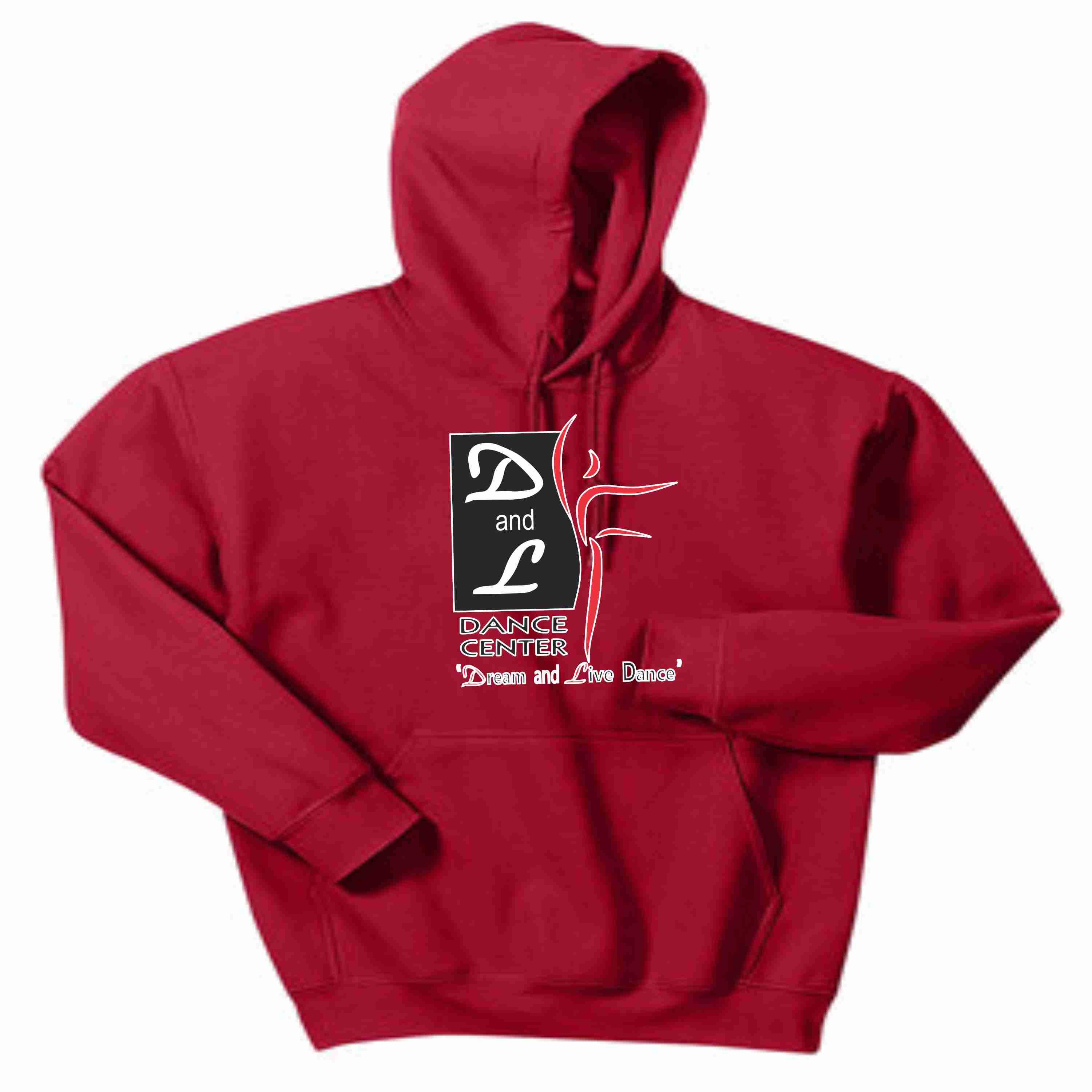 D and L Dance Center Adult and Youth Matte Print Hooded Sweatshirt-Red Hoodie Sweatshirt Becky's Boutique Youth XS 