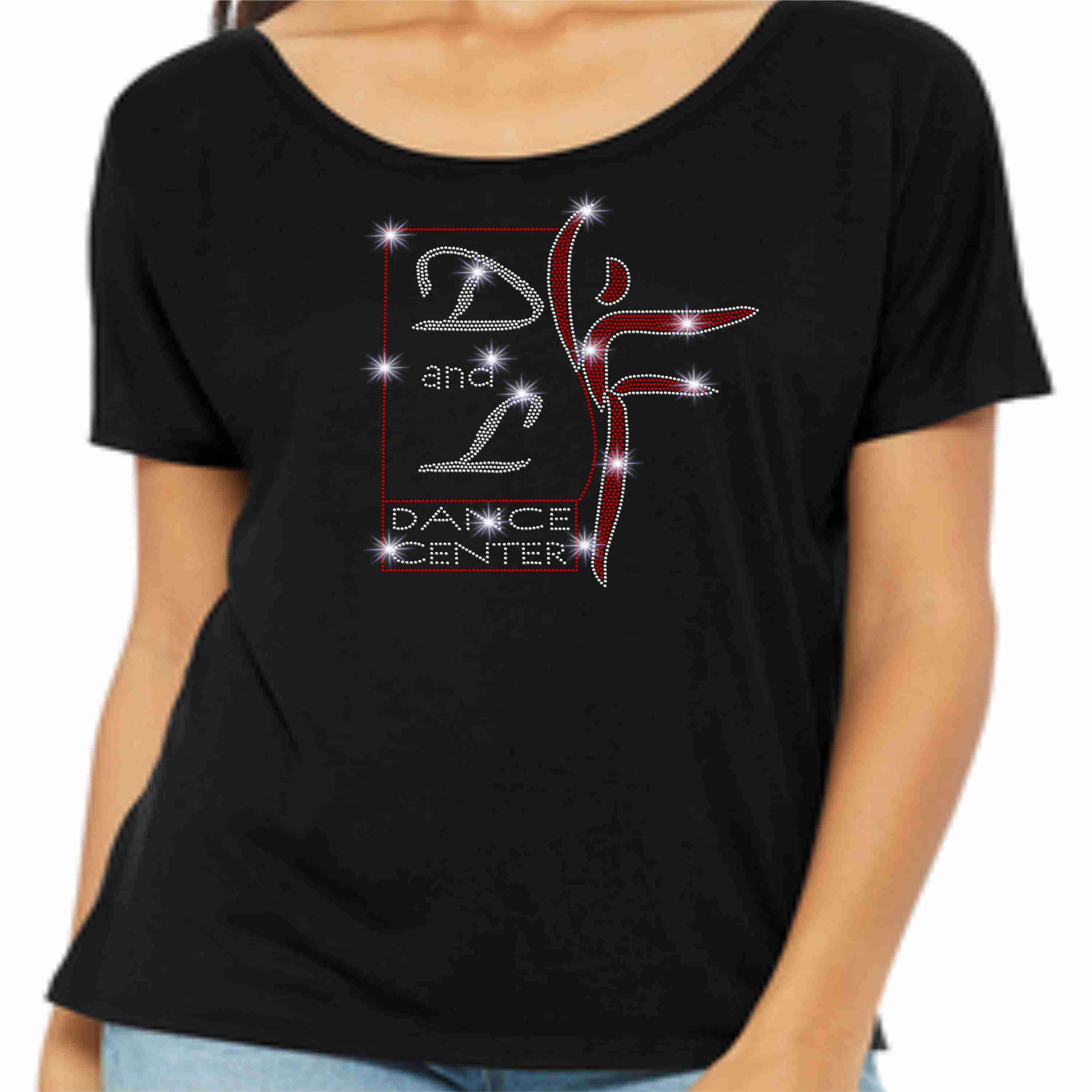 D and L Dance Center Ladies Short Sleeve Flowy wide neck t Short Sleeve Crew Neck Becky's Boutique Small 