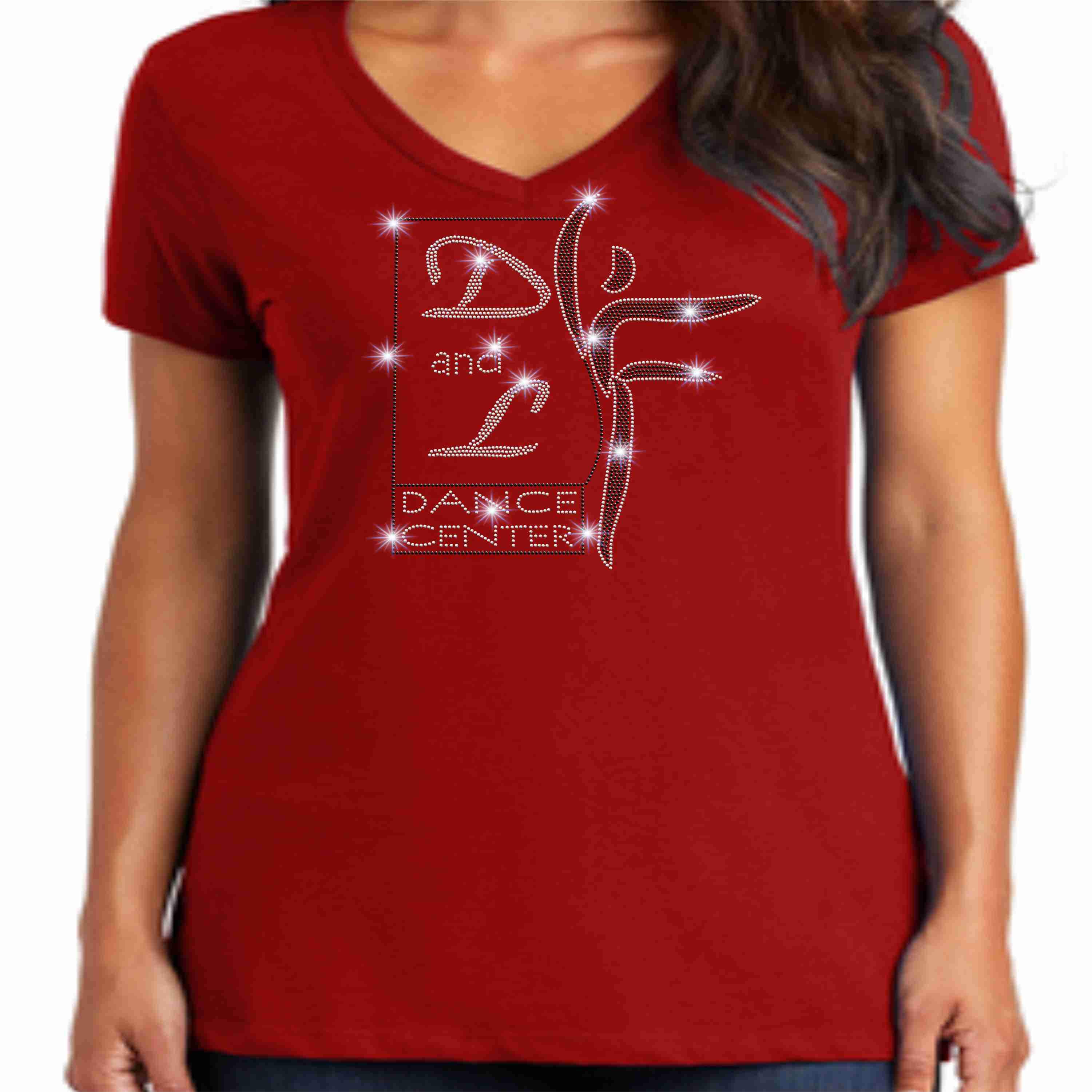 D and L Dance Center Ladies Short Sleeve V-Neck-Red Ladies Short Long Sleeve V-neck Becky's Boutique Extra Small 