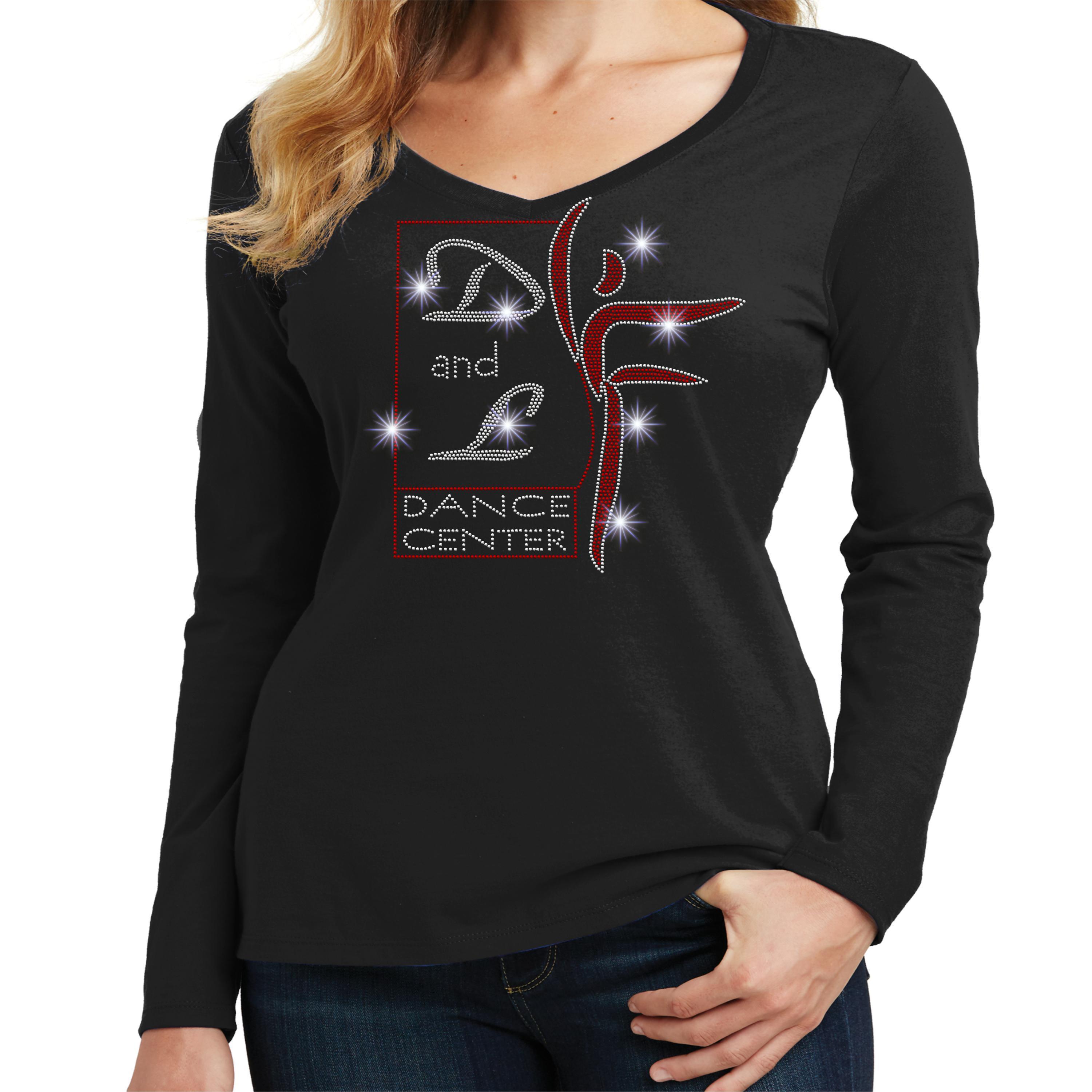 D and L Dance Center Long Sleeve Ladies V-Neck-Ladies Long Sleeve V-neck-Becky's Boutique-Extra Small-Beckys-Boutique.com