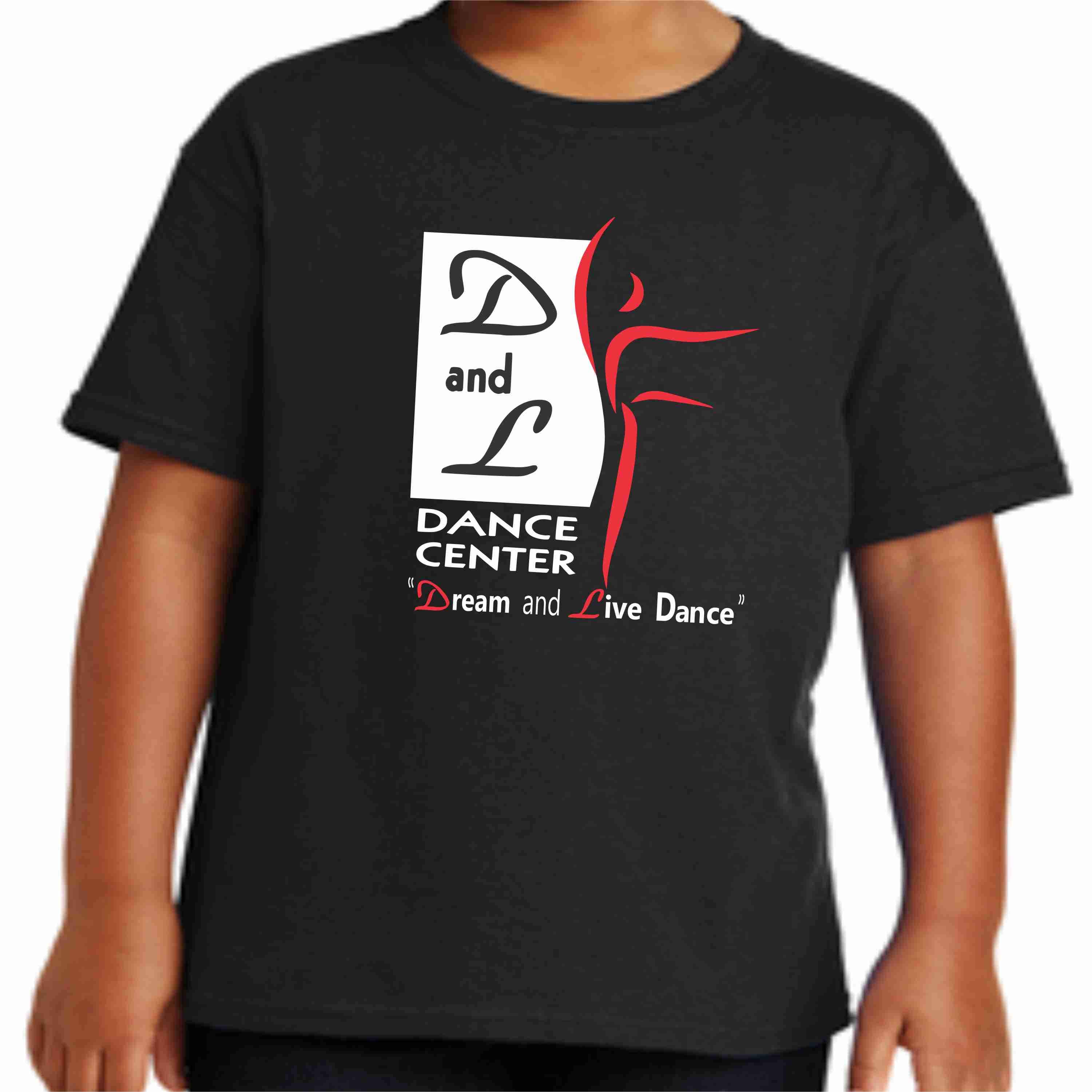 D and L Dance Center Youth Short Sleeve Crew Neck-Black Short Sleeve Crew Neck Becky's Boutique Extra Small 