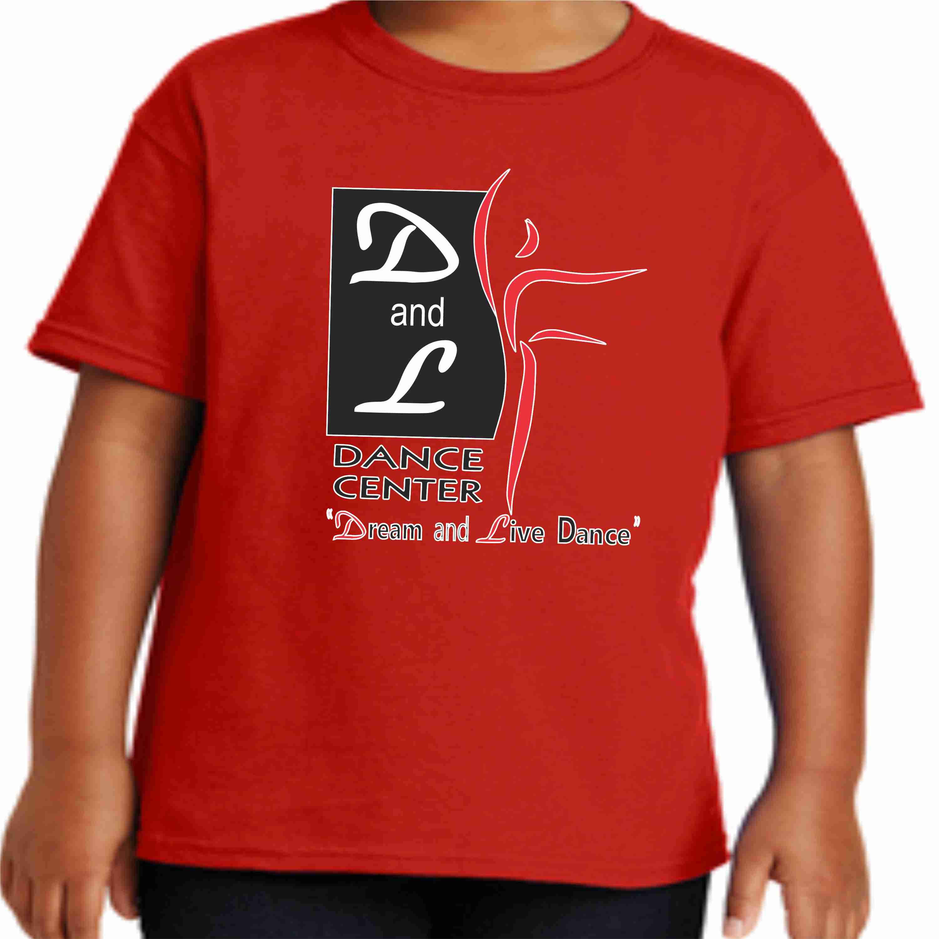 D and L Dance Center Youth Short Sleeve Crew Neck-Red Short Sleeve Crew Neck Becky's Boutique Extra Small 