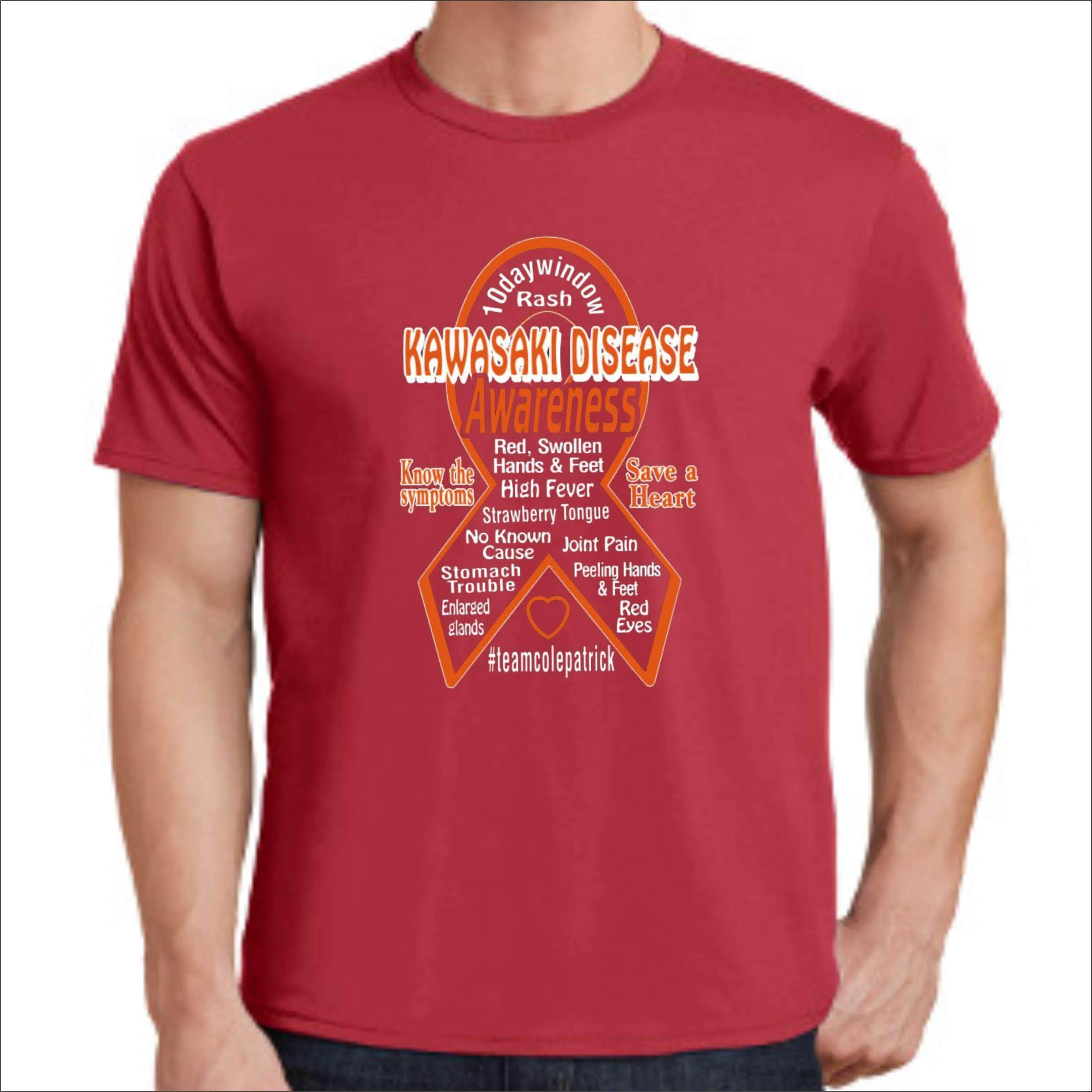 Kawasaki Disease Awareness Adult Unisex Short Sleeve Screen Printed T-shirt Causes & Awareness Becky's Boutique Adult Small 