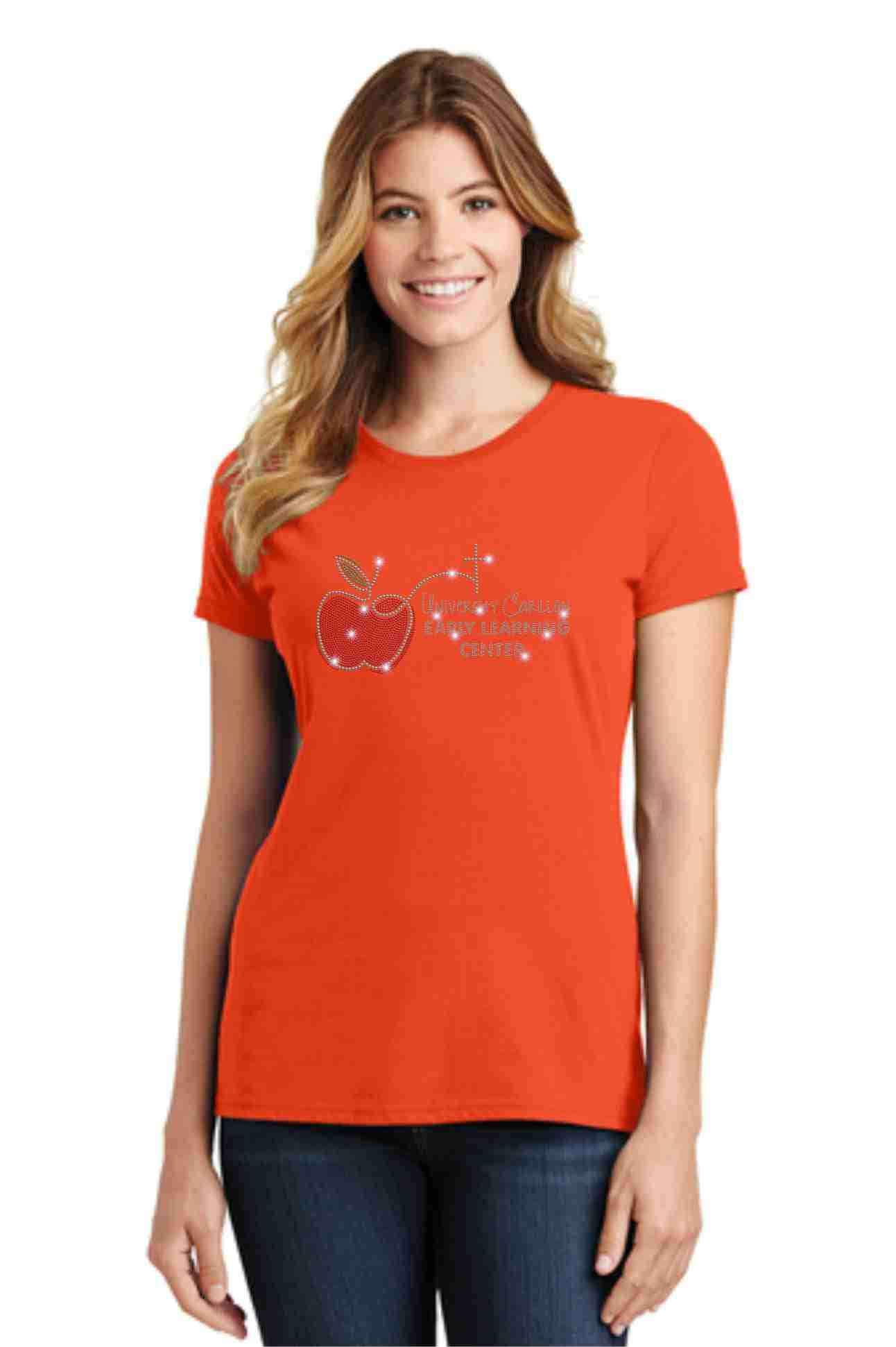 University Carillon Spangle Bling shirt - scoop neck Schools Becky's Boutique XS Orange 