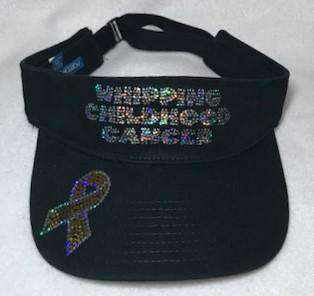 Whipping Childhood Cancer Bling Visor VIEW ALL DESIGNS Becky's Boutique 