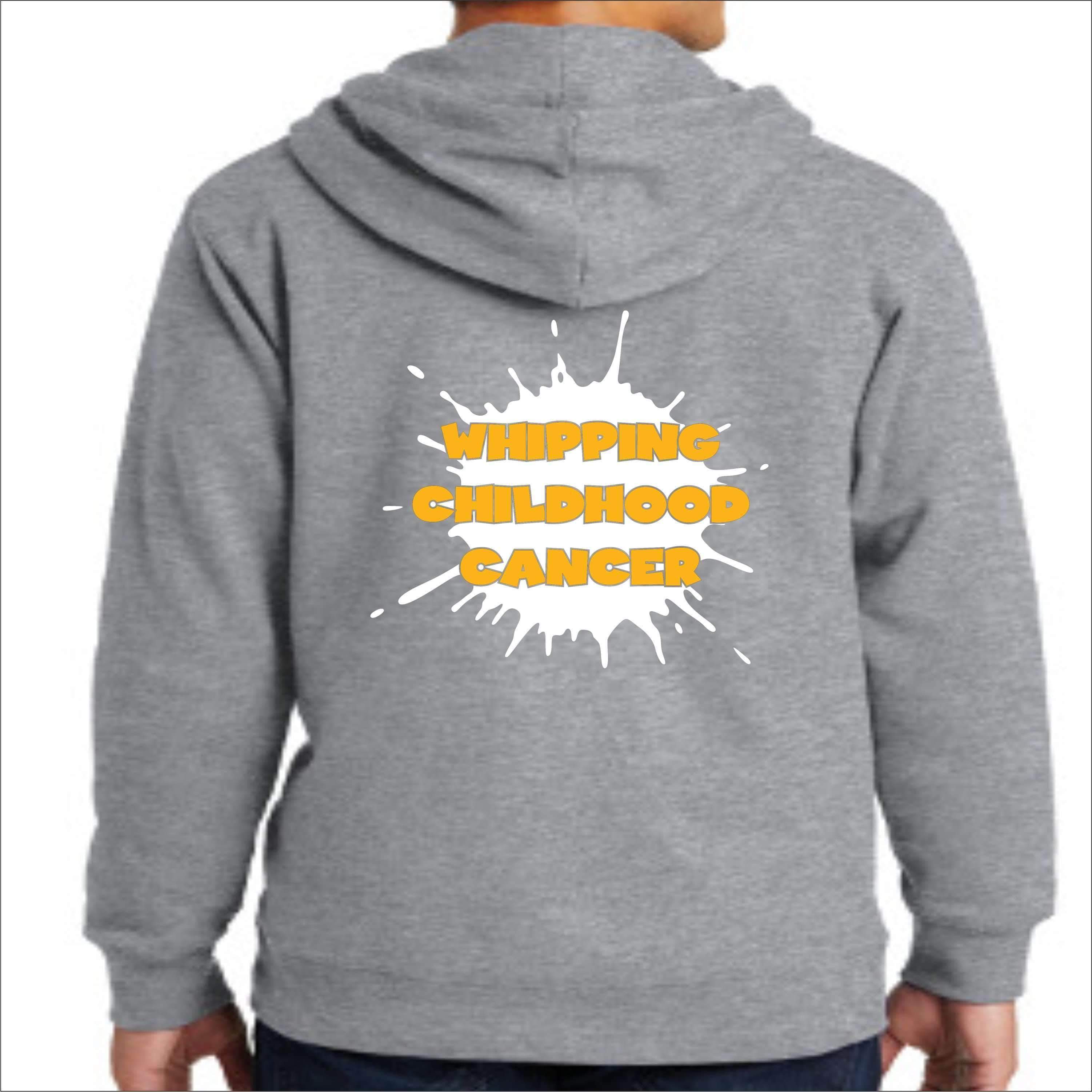 Whipping Childhood Cancer Full Zip Hoodie VIEW ALL DESIGNS Becky's Boutique 