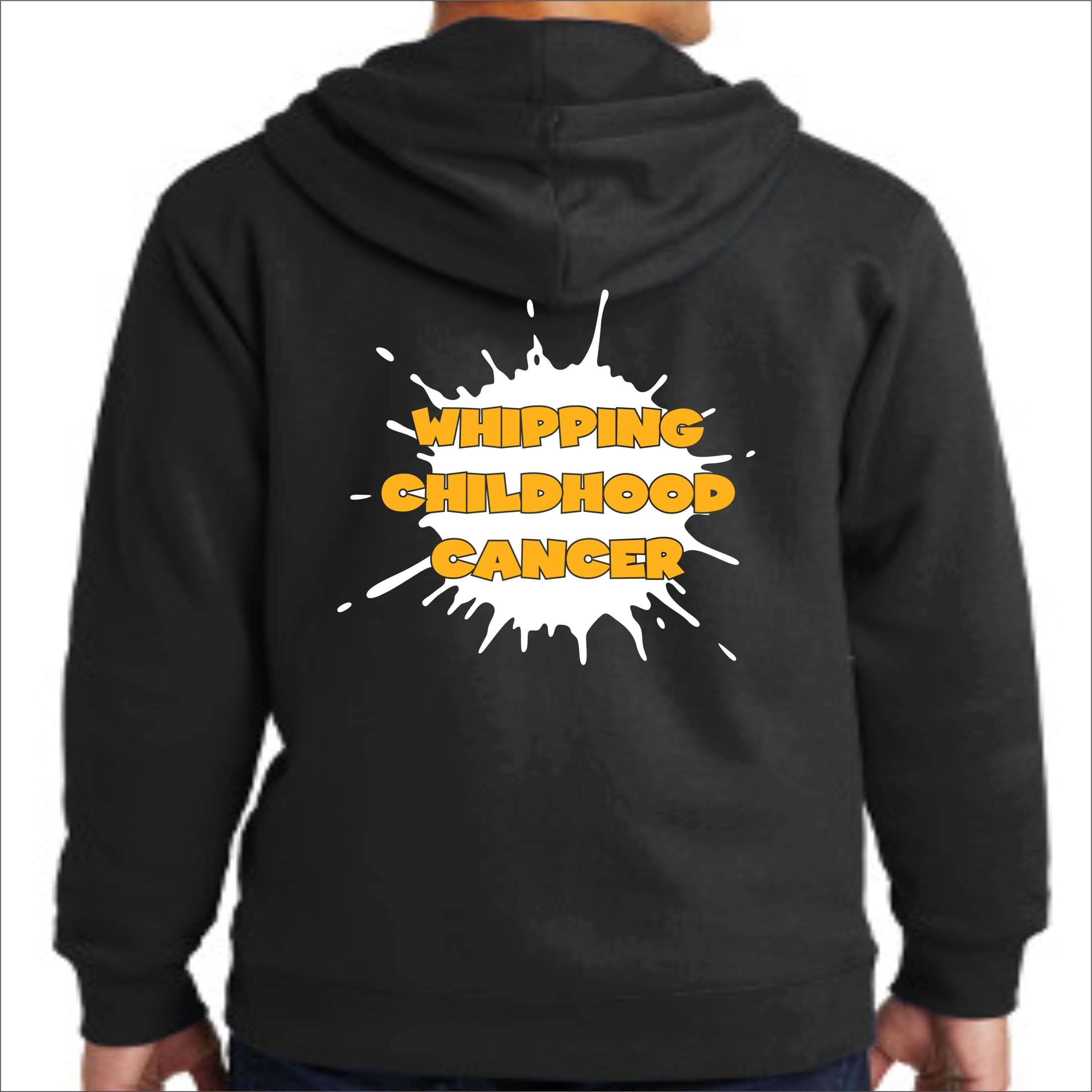 Whipping Childhood Cancer Full Zip Hoodie VIEW ALL DESIGNS Becky's Boutique Extra-small Black 